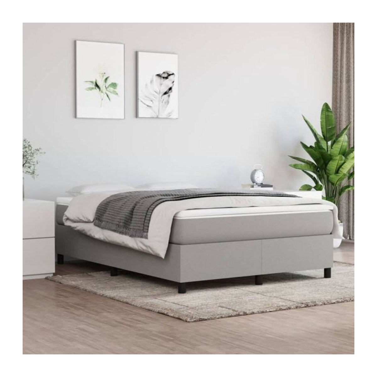 vidaxl Boxspringbett mit Matratze in Grau aus Stoff, B/T/H: 140 x 190 cm - Bild 1