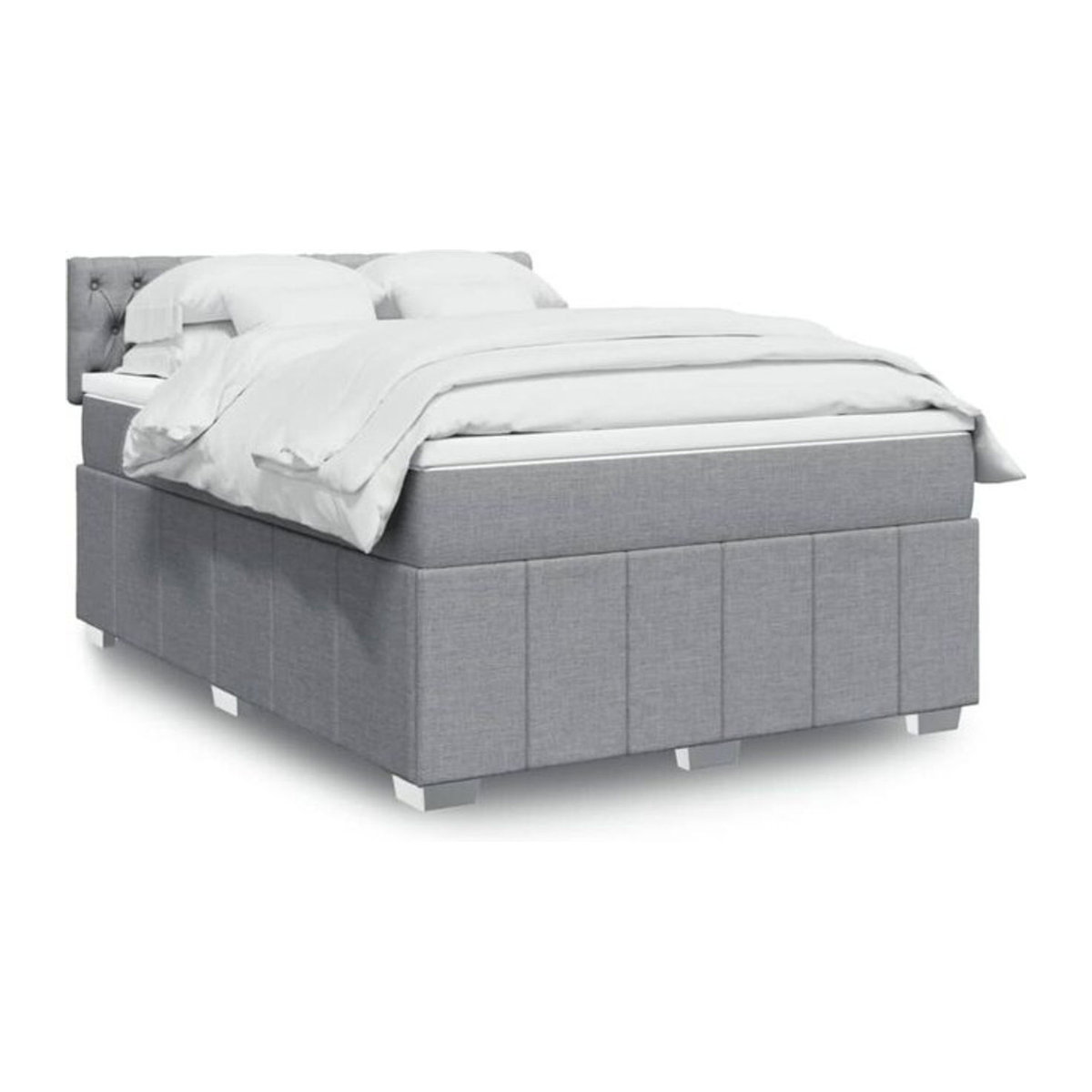 Vidaxl Boxspringbett mit Matratze in Grau aus Stoff, B/T/H: 140 x 200 cm - Bild 1