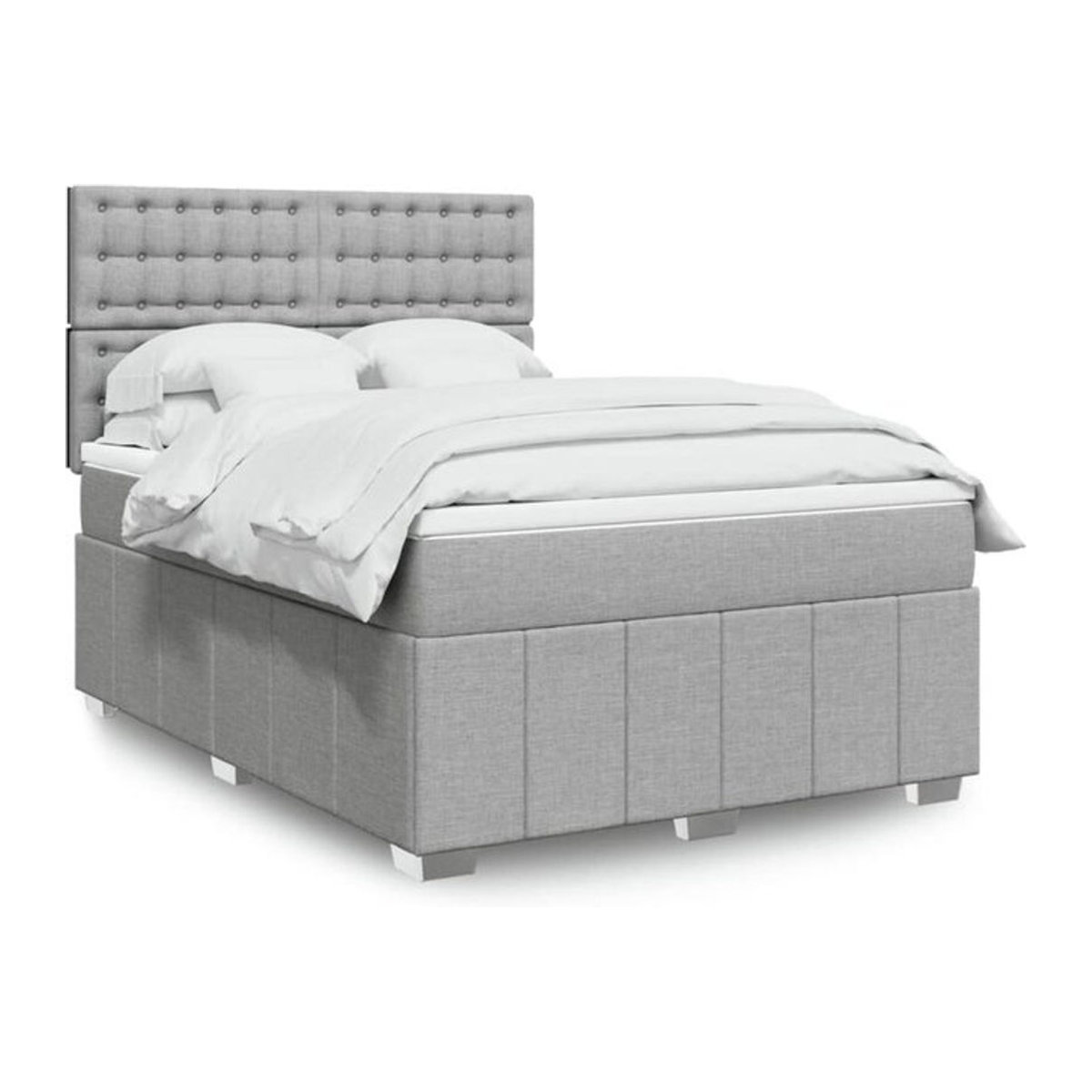 Vidaxl Boxspringbett mit Matratze in Grau aus Stoff, B/T/H: 140 x 200 cm - Bild 1