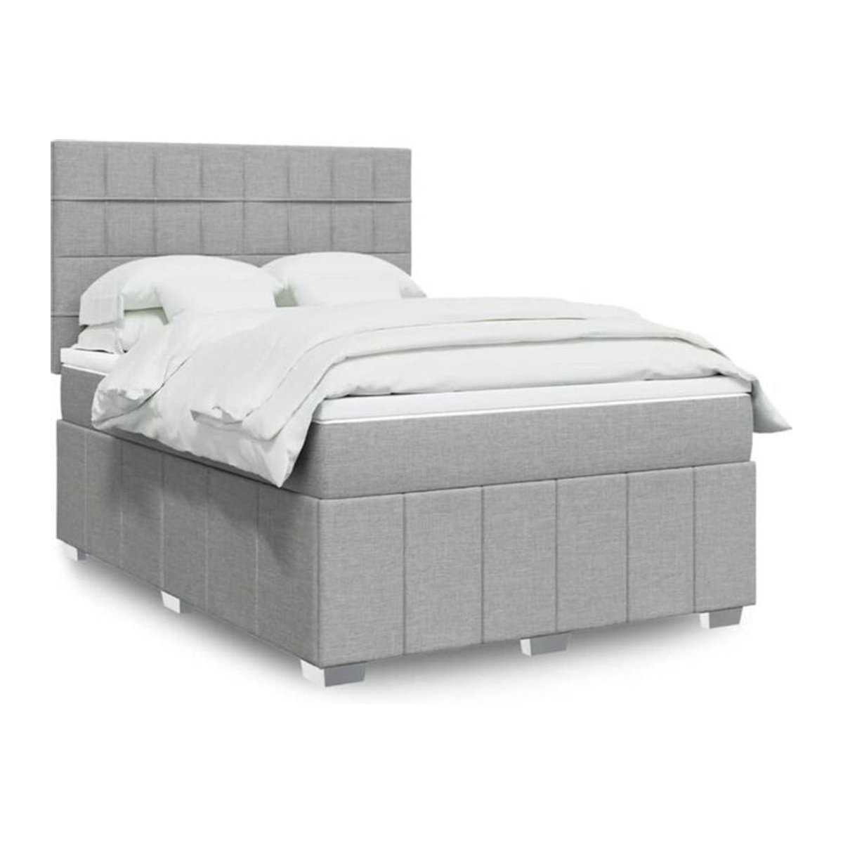 Vidaxl Boxspringbett mit Matratze in Grau aus Stoff, B/T/H: 140 x 200 cm - Bild 1