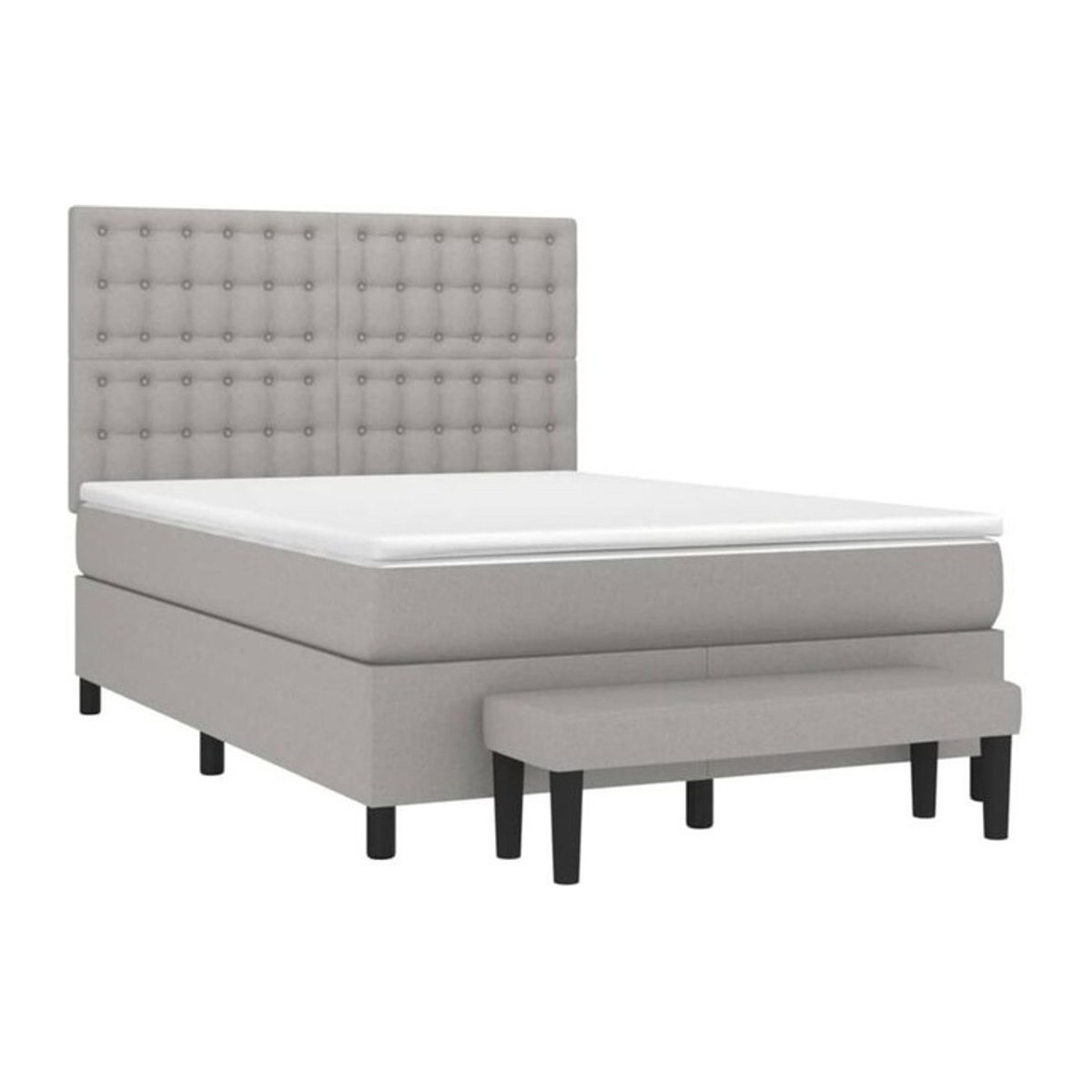 Vidaxl Boxspringbett mit Matratze in Grau aus Stoff, B/T/H: 140 x 200 cm - Bild 1
