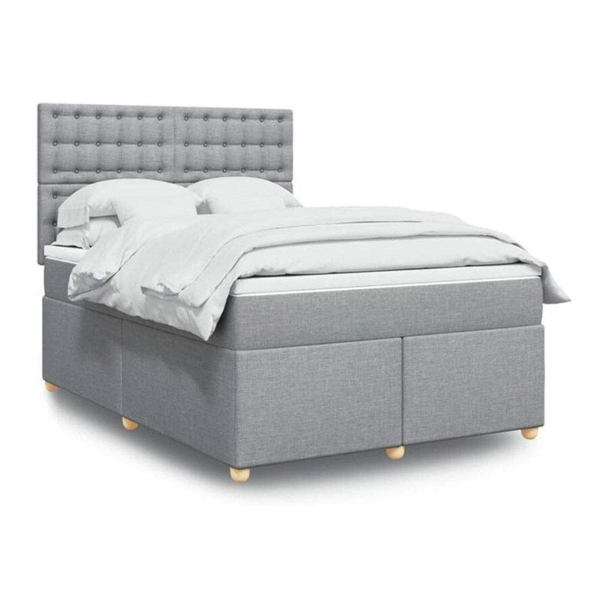 Vidaxl Boxspringbett mit Matratze in Grau aus Stoff, B/T/H: 140 x 200 cm - Bild 1