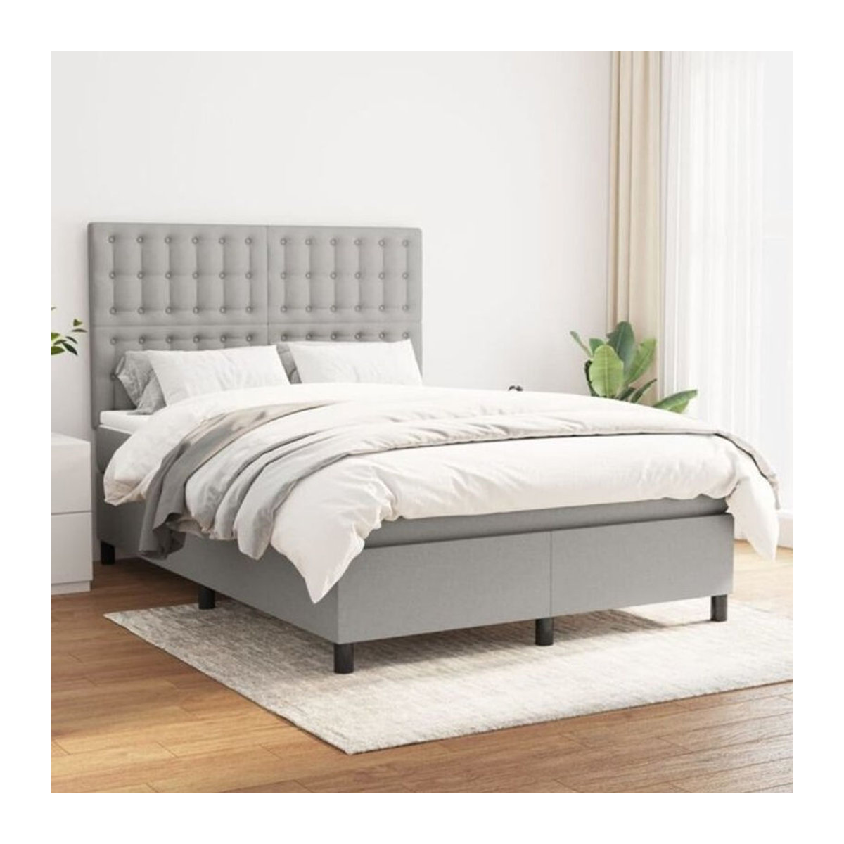 Vidaxl Boxspringbett mit Matratze in Grau aus Stoff, B/T/H: 140 x 200 x 118 cm - Bild 1