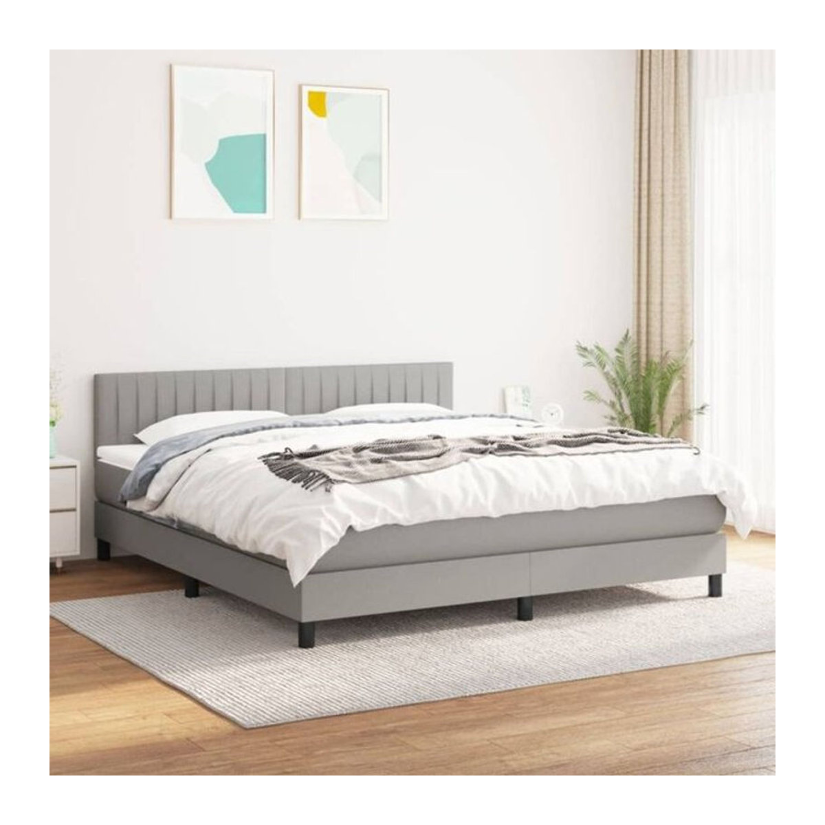 Vidaxl Boxspringbett mit Matratze in Grau aus Stoff, B/T/H: 160 x 200 cm - Bild 1