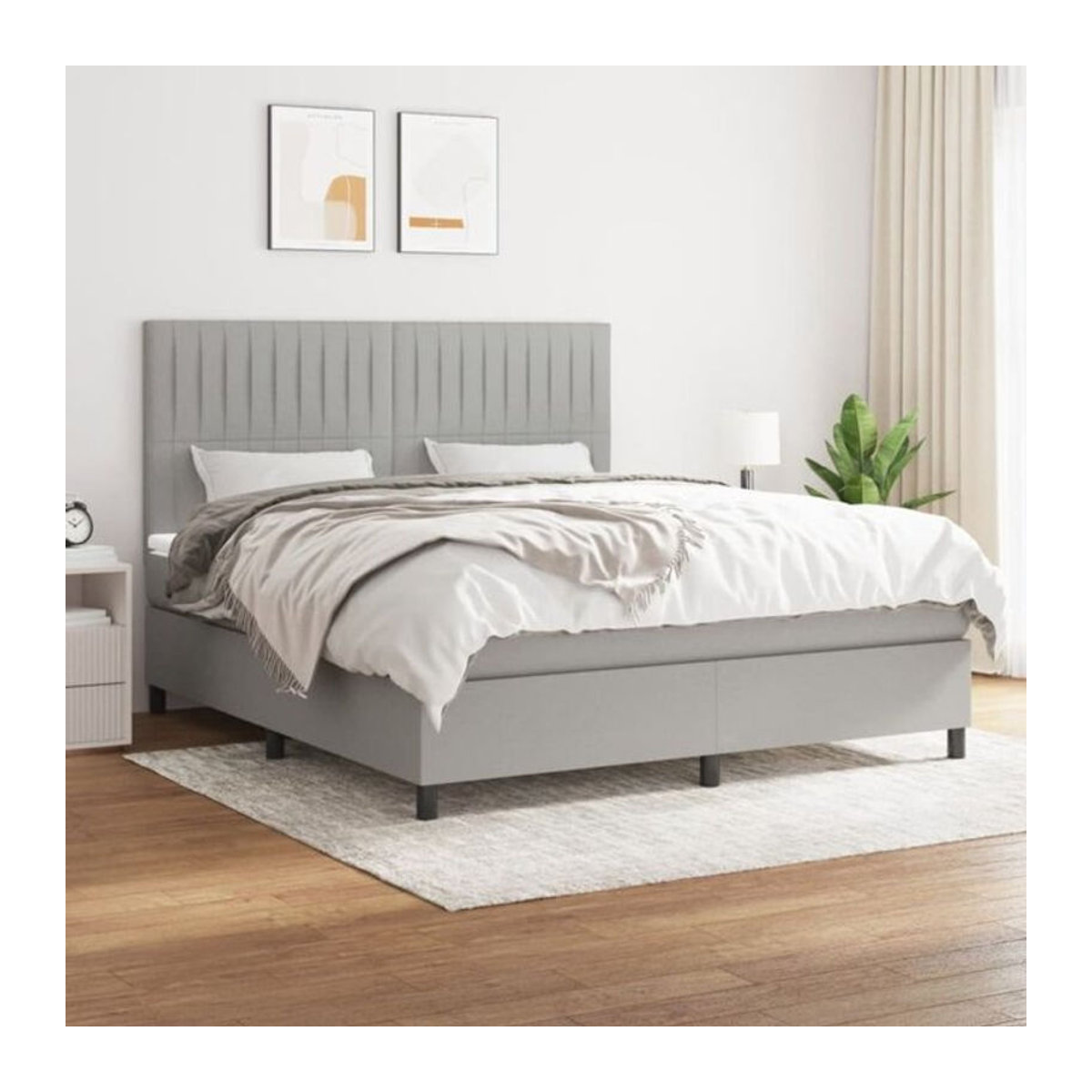 vidaxl Boxspringbett mit Matratze in Grau aus Stoff, B/T/H: 180 x 200 x 118 cm - Bild 1