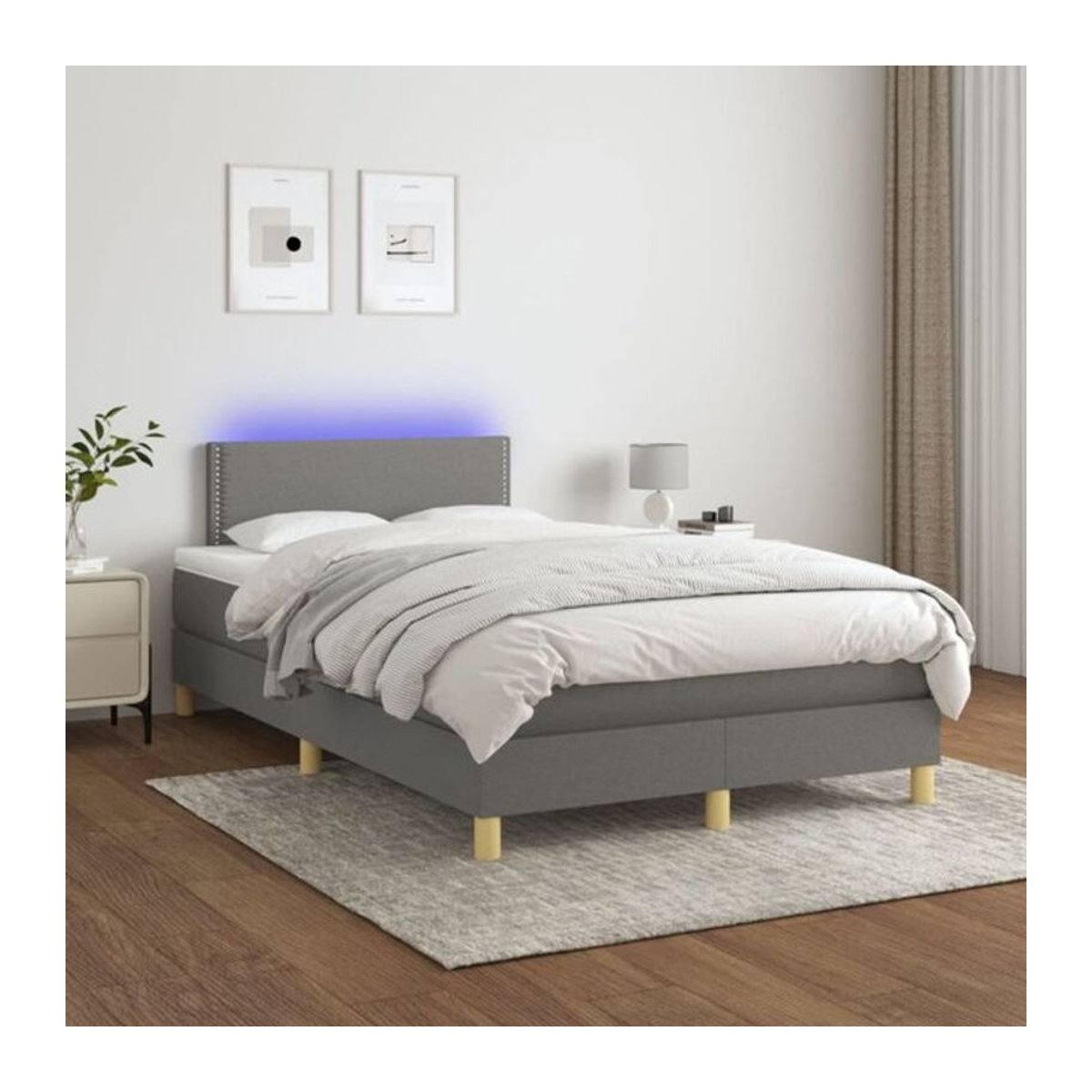 Vidaxl Boxspringbett mit Matratze in Grau aus Stoff, B/T/H: 200 x 120 x 0 cm - Bild 1
