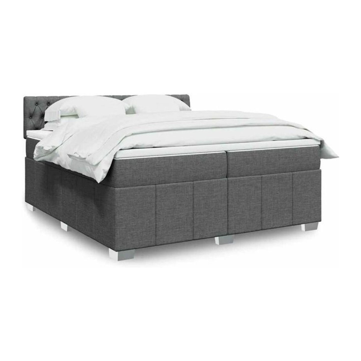 Vidaxl Boxspringbett mit Matratze in Grau aus Stoff, B/T/H: 200 x 200 x 100,5 cm - Bild 1