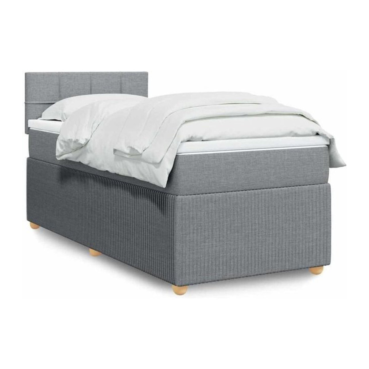 Vidaxl Boxspringbett mit Matratze in Grau aus Stoff, B/T/H: 80 x 200 x 100,5 cm - Bild 1
