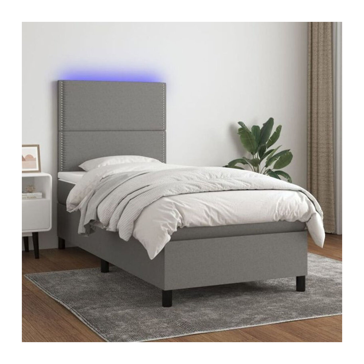 vidaxl Boxspringbett mit Matratze in Grau aus Stoff, B/T/H: 90 x 190 x 118 cm - Bild 1