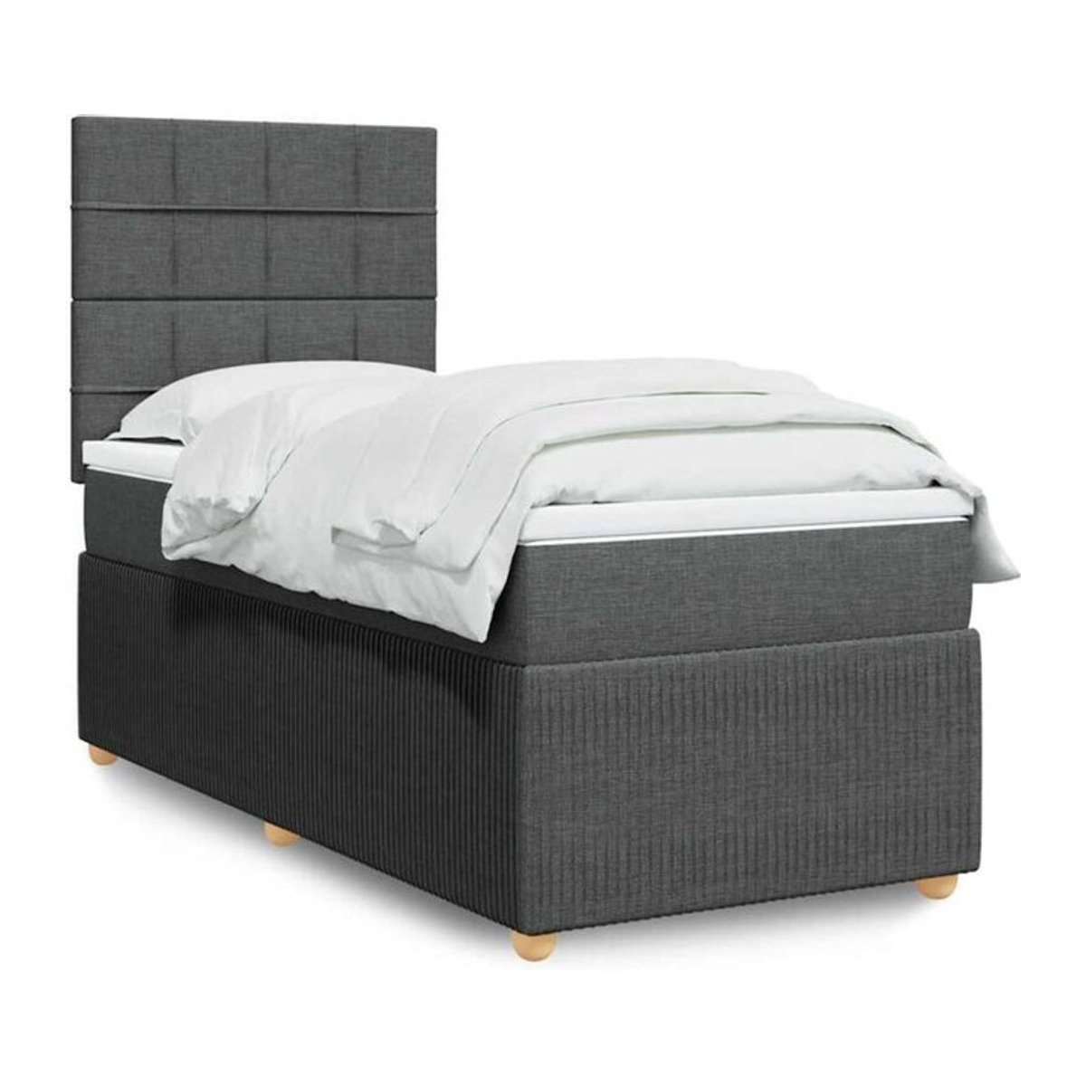 vidaxl Boxspringbett mit Matratze in Grau aus Stoff, B/T/H: 90 x 190 x 140,5 cm - Bild 1