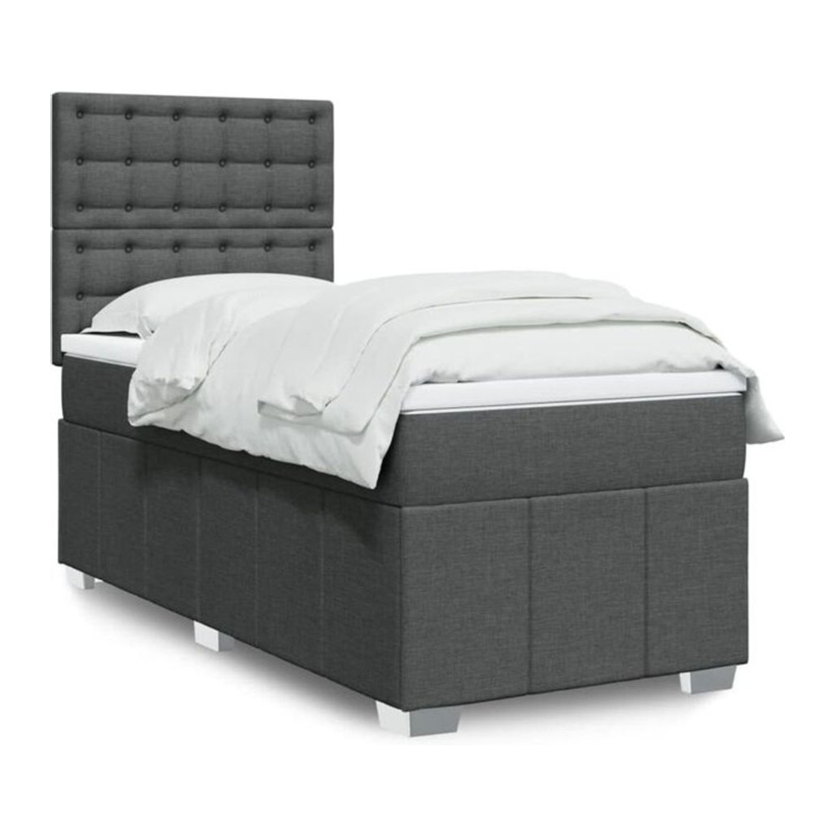 Vidaxl Boxspringbett mit Matratze in Grau aus Stoff, B/T/H: 90 x 190 x 150,5 cm - Bild 1