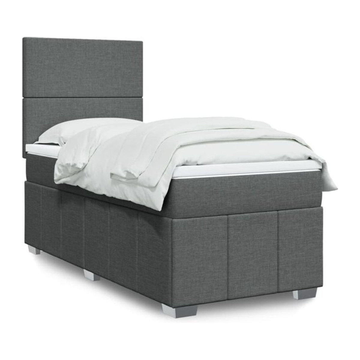 vidaxl Boxspringbett mit Matratze in Grau aus Stoff, B/T/H: 90 x 190 x 150,5 cm - Bild 1