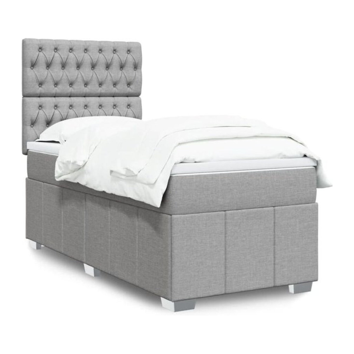 Vidaxl Boxspringbett mit Matratze in Grau aus Stoff, B/T/H: 90 x 190 x 150,5 cm - Bild 1