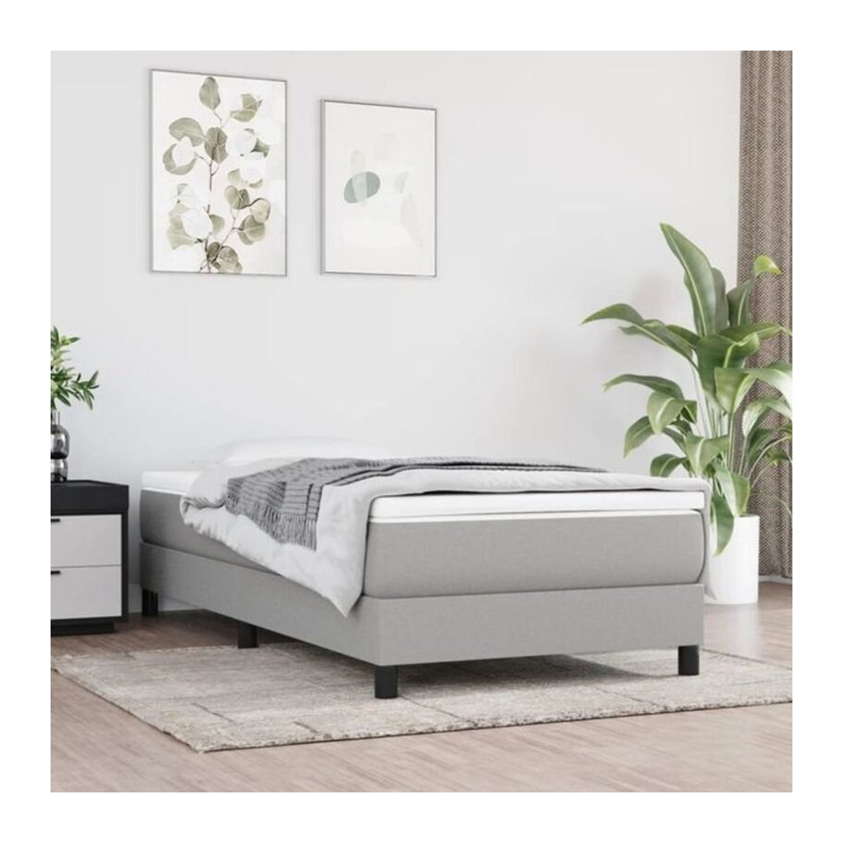 vidaxl Boxspringbett mit Matratze in Grau aus Stoff, B/T/H: 90 x 190 x 25 cm - Bild 1