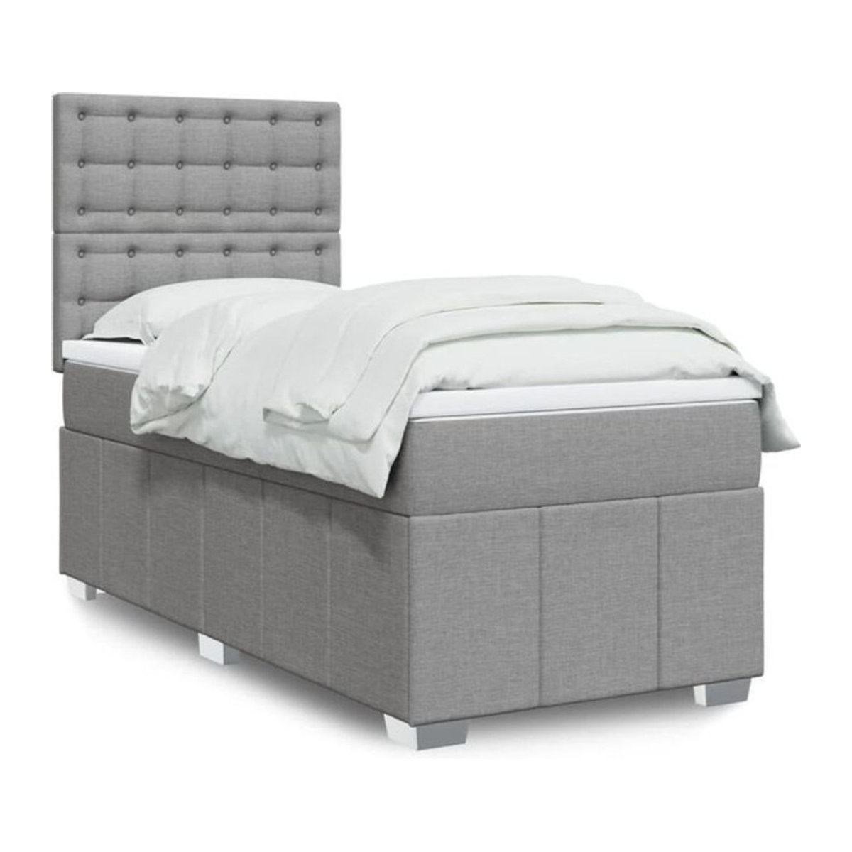 Vidaxl Boxspringbett mit Matratze in Grau aus Stoff B/T/H: 90 x 200 cm - Bild 1