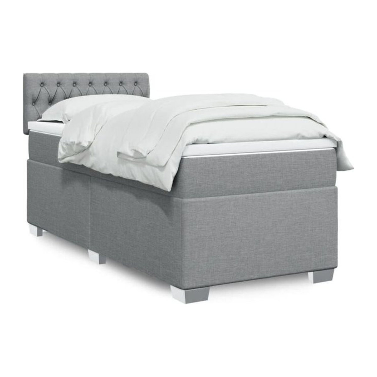 Vidaxl Boxspringbett mit Matratze in Grau aus Stoff, B/T/H: 90 x 200 x 100,5 cm - Bild 1