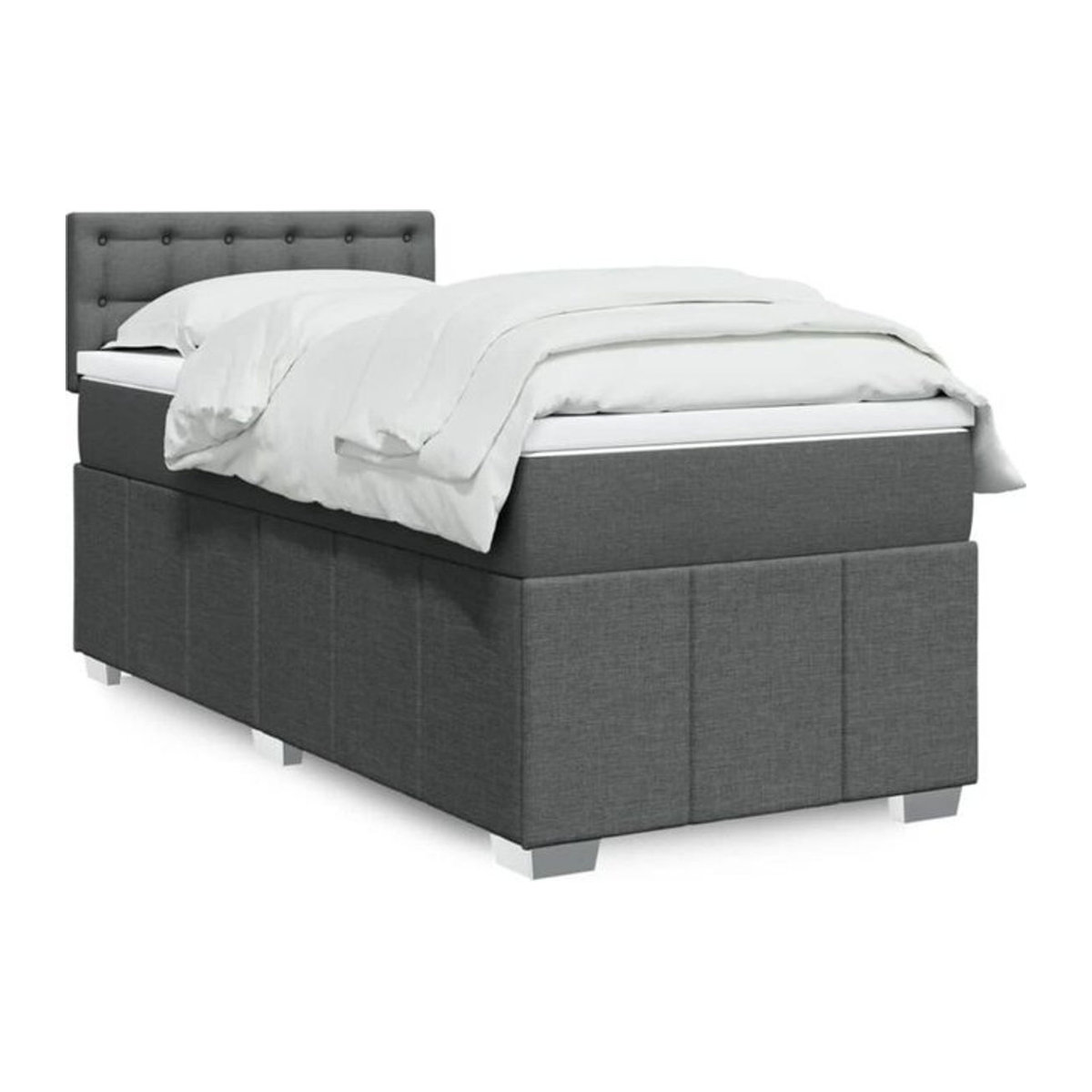 vidaxl Boxspringbett mit Matratze in Grau aus Stoff, B/T/H: 90 x 200 x 100,5 cm - Bild 1