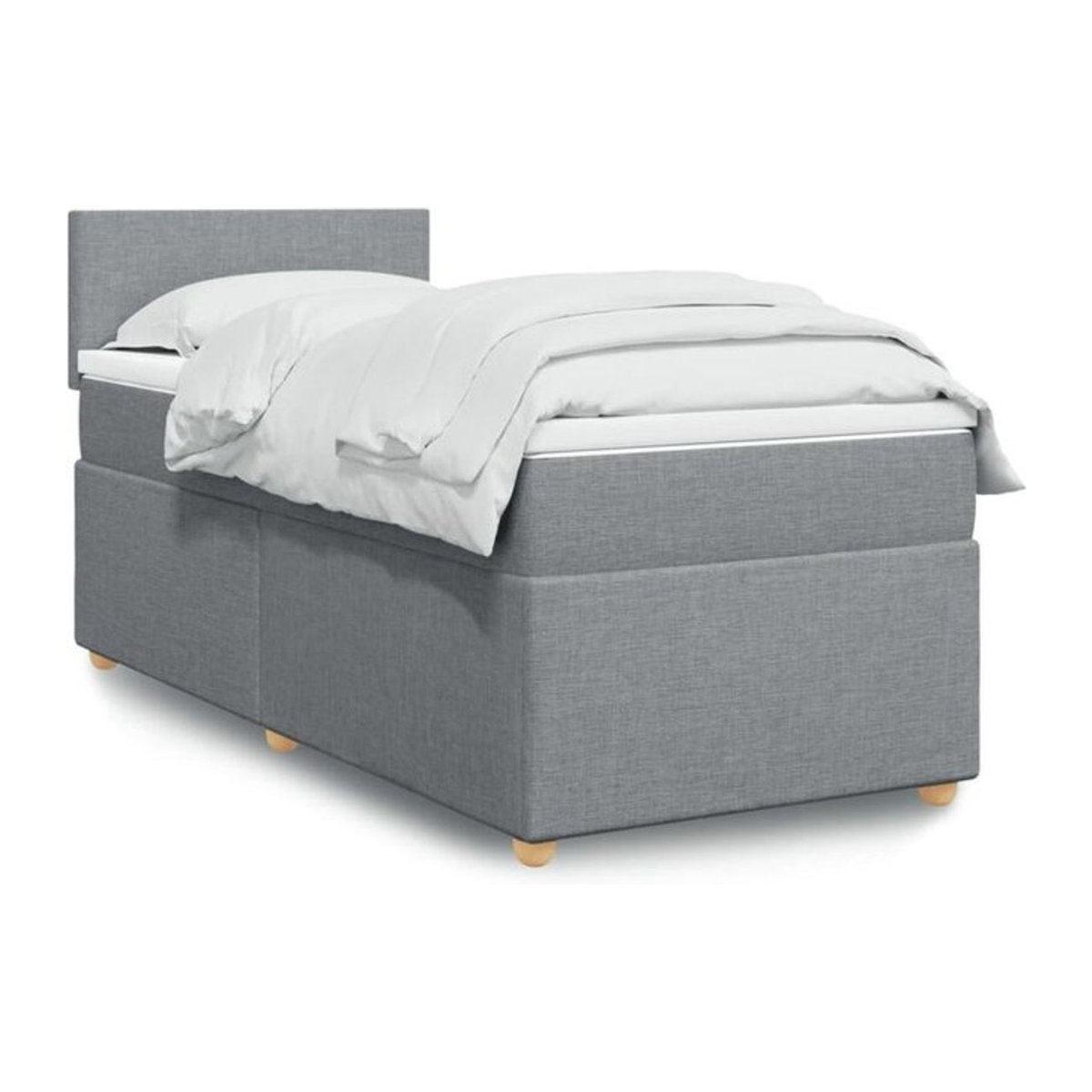 vidaxl Boxspringbett mit Matratze in Grau aus Stoff, B/T/H: 90 x 200 x 100,5 cm - Bild 1