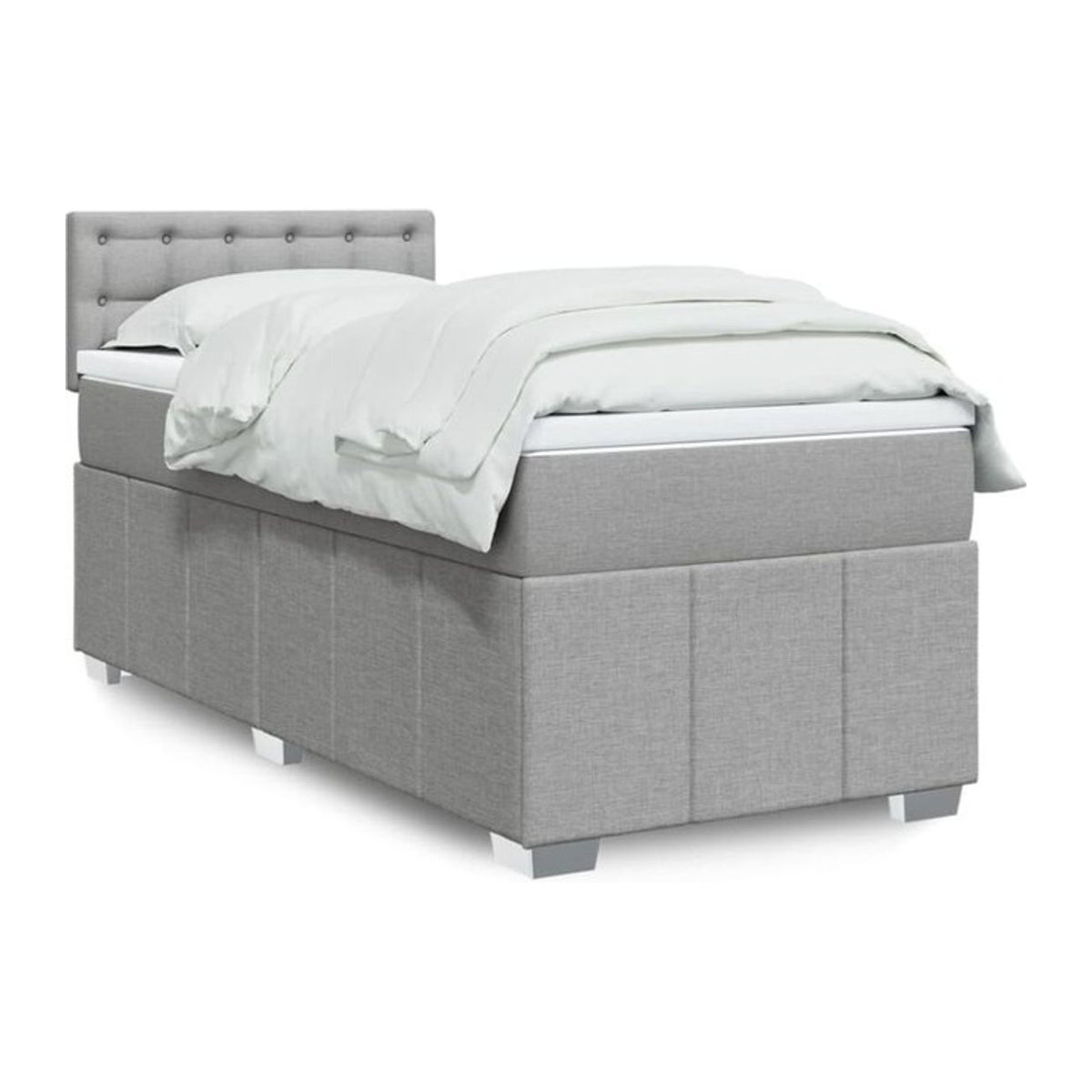 vidaxl Boxspringbett mit Matratze in Grau aus Stoff, B/T/H: 90 x 200 x 100,5 cm - Bild 1