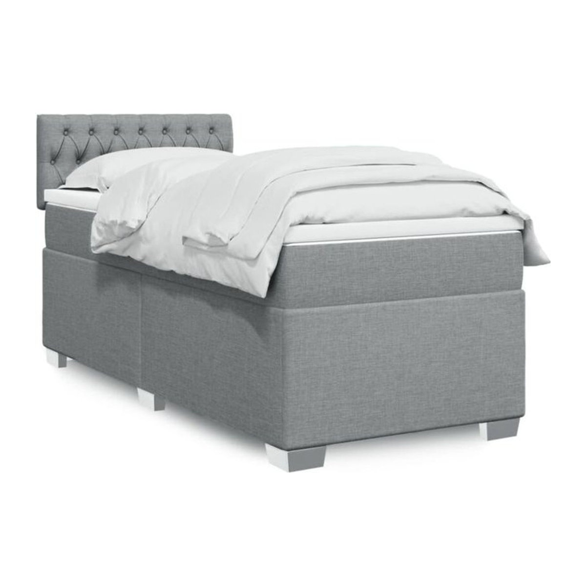 vidaxl Boxspringbett mit Matratze in Grau aus Stoff, B/T/H: 90 x 200 x 100,5 cm - Bild 1
