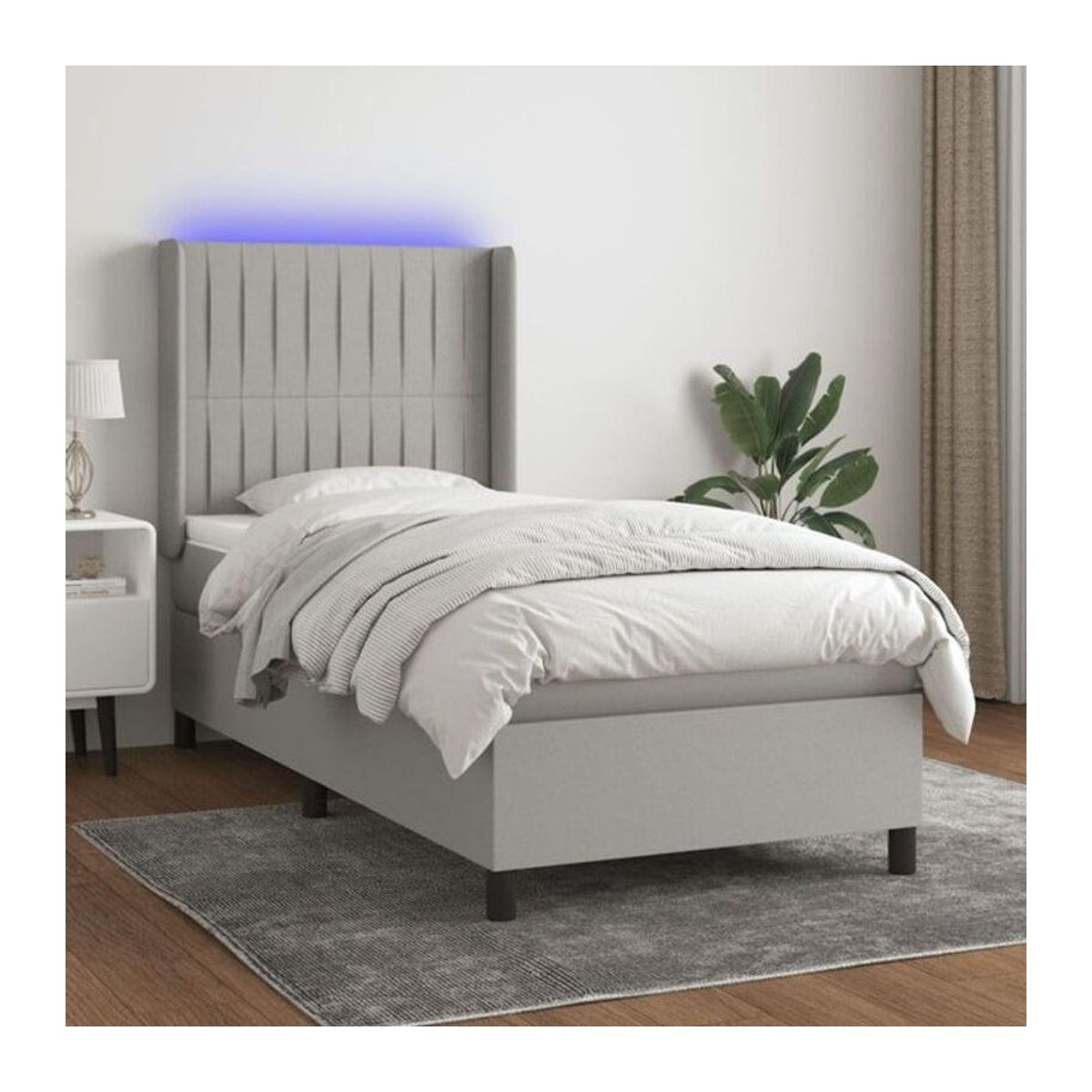 vidaxl Boxspringbett mit Matratze in Grau aus Stoff, B/T/H: 90 x 200 x 118 cm - Bild 1