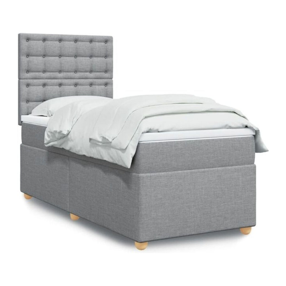 vidaxl Boxspringbett mit Matratze in Grau aus Stoff, B/T/H: 90 x 200 x 140,5 cm - Bild 1