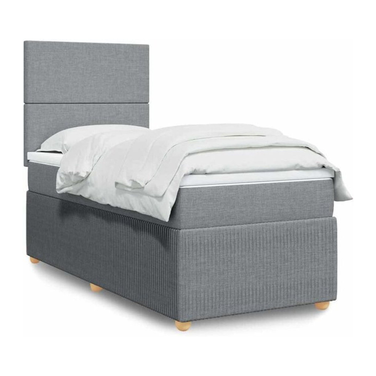 vidaxl Boxspringbett mit Matratze in Grau aus Stoff, B/T/H: 90 x 200 x 140,5 x 150,5 cm - Bild 1