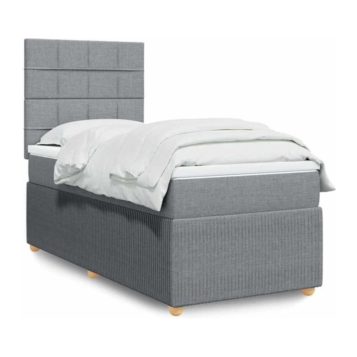 Vidaxl Boxspringbett mit Matratze in Grau aus Stoff, B/T/H: 90 x 200 x 150,5 cm - Bild 1