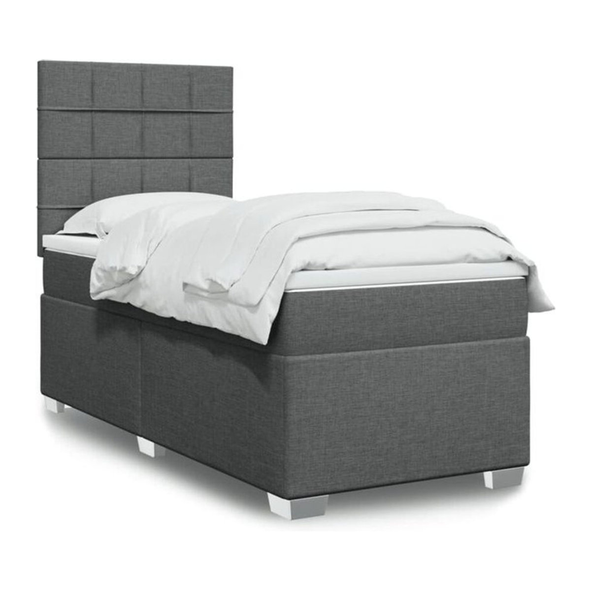 Vidaxl Boxspringbett mit Matratze in Grau aus Stoff, B/T/H: 90 x 200 x 150,5 cm - Bild 1