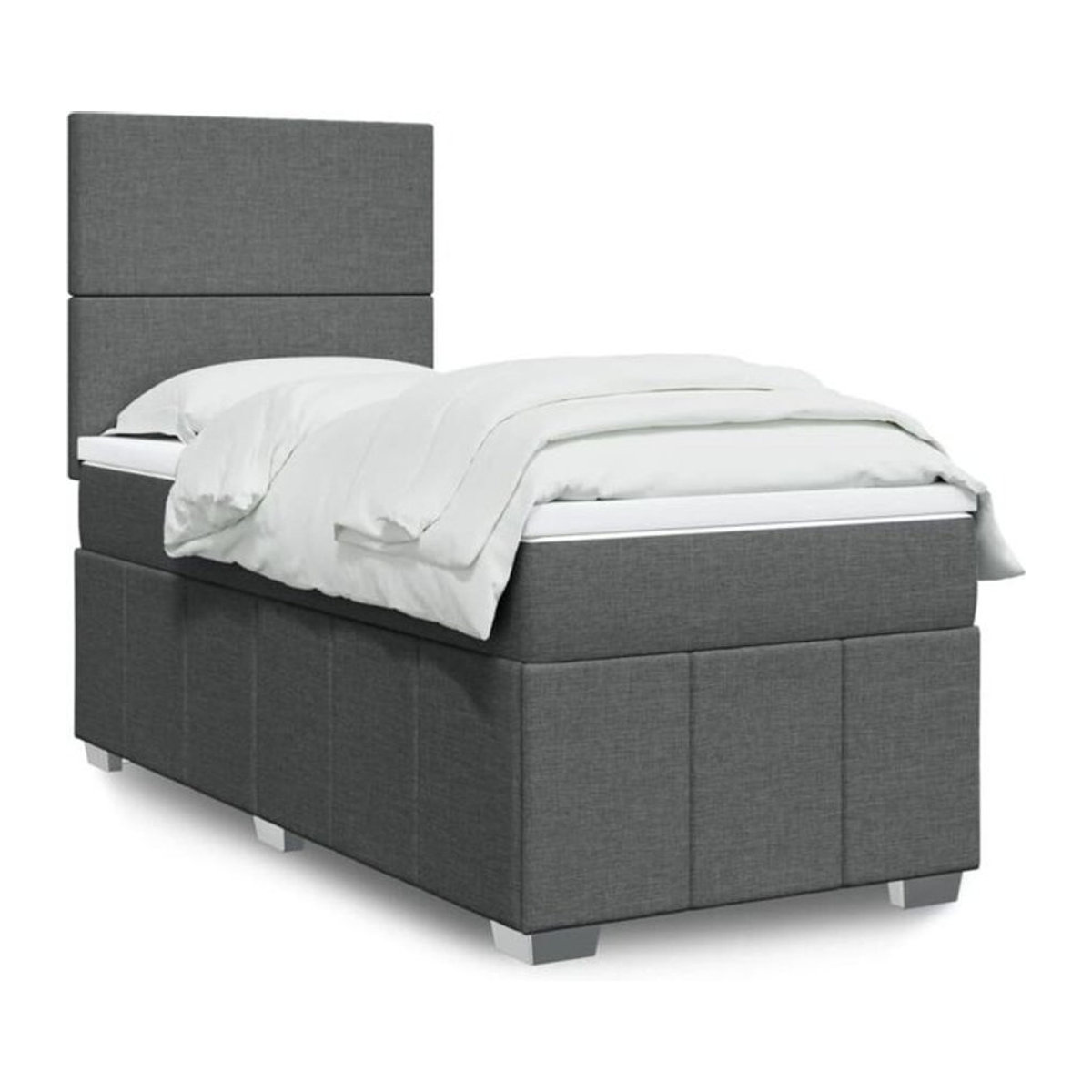 Vidaxl Boxspringbett mit Matratze in Grau aus Stoff, B/T/H: 90 x 200 x 150,5 cm - Bild 1