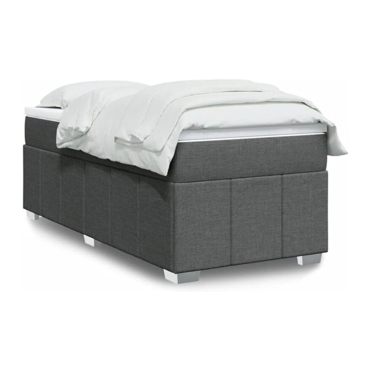 Vidaxl Boxspringbett mit Matratze in Grau aus Stoff, B/T/H: 90 x 200 x 46 cm - Bild 1
