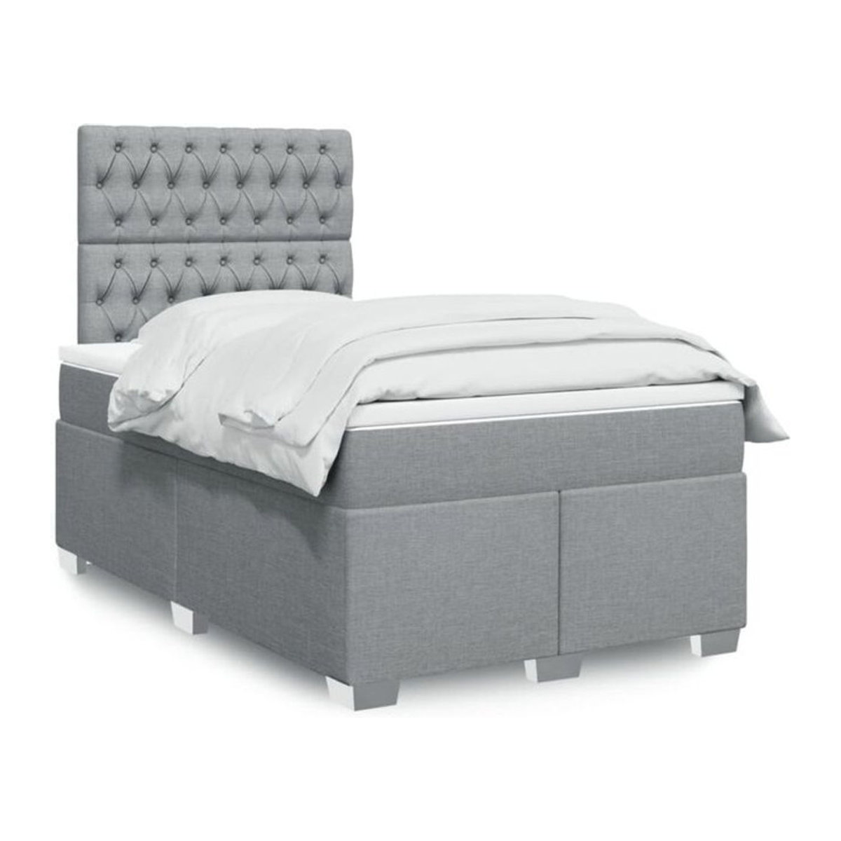 vidaxl Boxspringbett mit Matratze in Grau aus Stoff und Holzwerkstoff, B/T: 120 x 190 cm - Bild 1