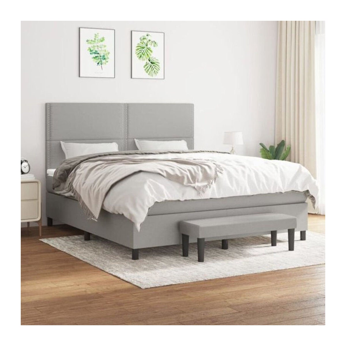 Vidaxl Boxspringbett mit Matratze in Grau aus Stoff und Holzwerkstoff, B/T: 180 x 200 cm - Bild 1