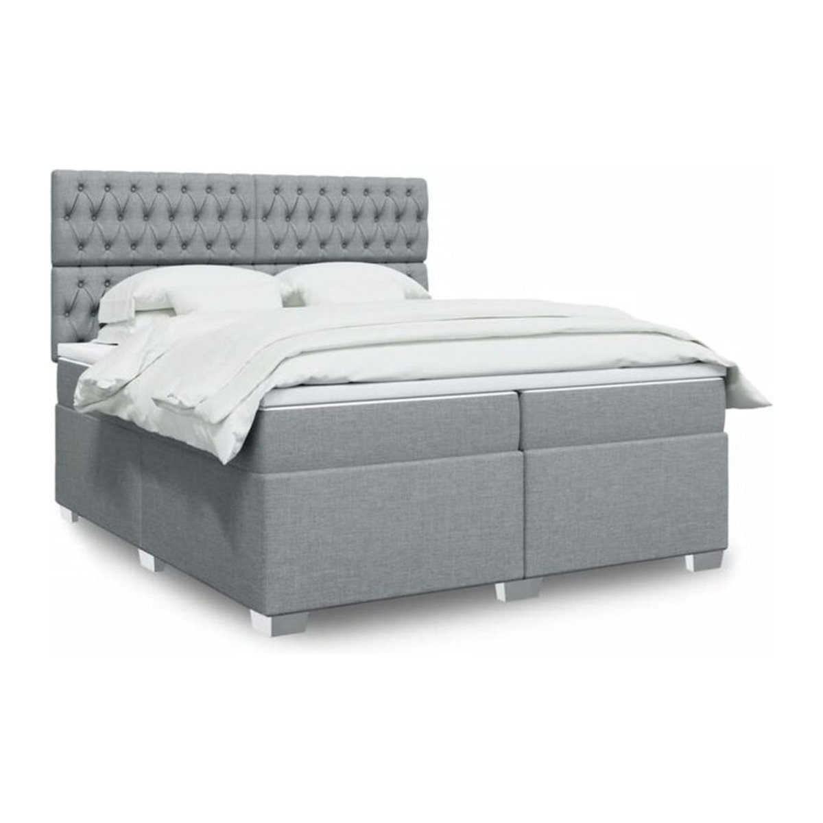 Vidaxl Boxspringbett mit Matratze in Grau aus Stoff und Holzwerkstoff B/T: 200 x 200 cm - Bild 1
