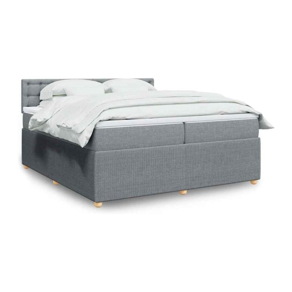 Vidaxl Boxspringbett mit Matratze in Grau aus Stoff und Holzwerkstoff B/T: 200 x 200 cm - Bild 1