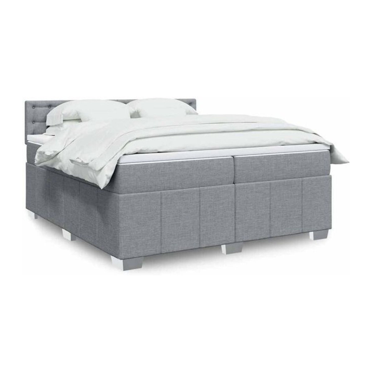 Vidaxl Boxspringbett mit Matratze in Grau aus Stoff und Holzwerkstoff B/T: 200 x 200 cm - Bild 1