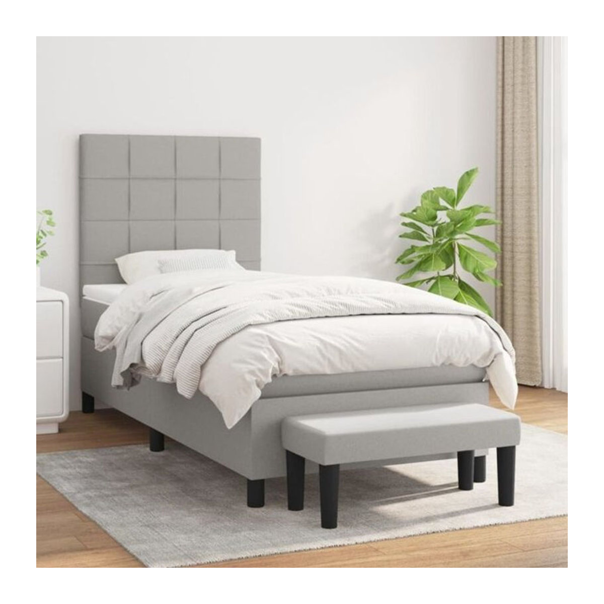 Vidaxl Boxspringbett mit Matratze in Grau aus Stoff und Holzwerkstoff B/T: 90 x 190 cm - Bild 1