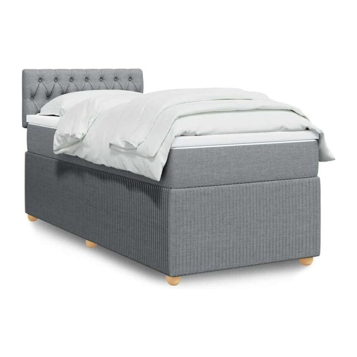 vidaxl Boxspringbett mit Matratze in Grau aus Stoff und Holzwerkstoff B/T/H: 100 x 200 x 100,5 cm - Bild 1
