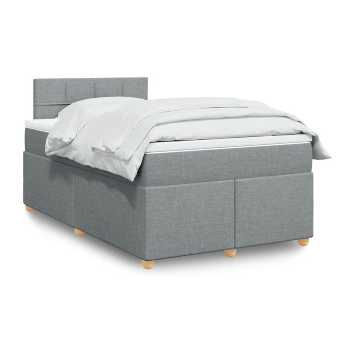 Vidaxl Boxspringbett mit Matratze in Grau aus Stoff und Holzwerkstoff B/T/H: 120 x 190 x 100,5 cm - Bild 1