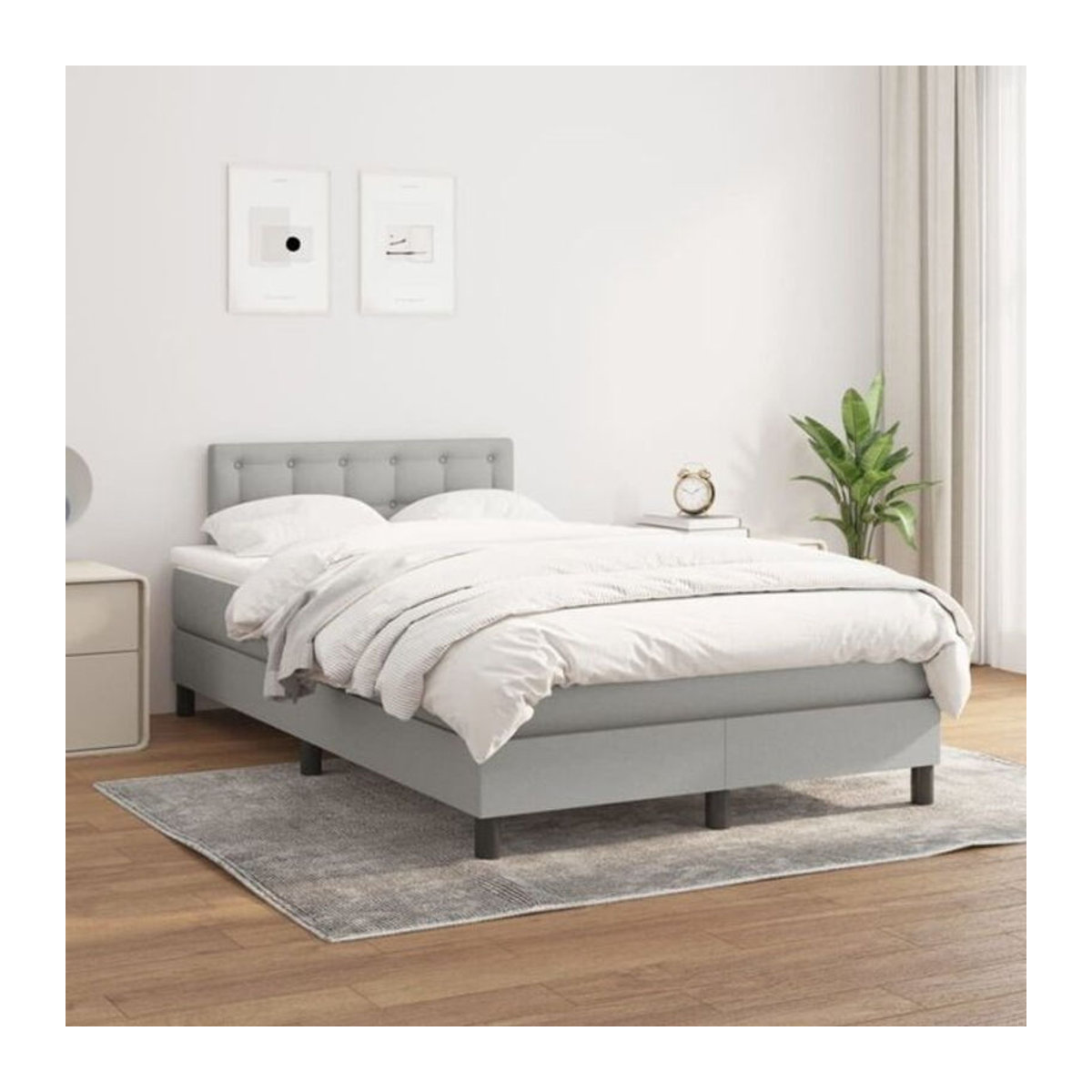 Vidaxl Boxspringbett mit Matratze in Grau aus Stoff und Holzwerkstoff B/T/H: 120 x 200 x 78 cm - Bild 1