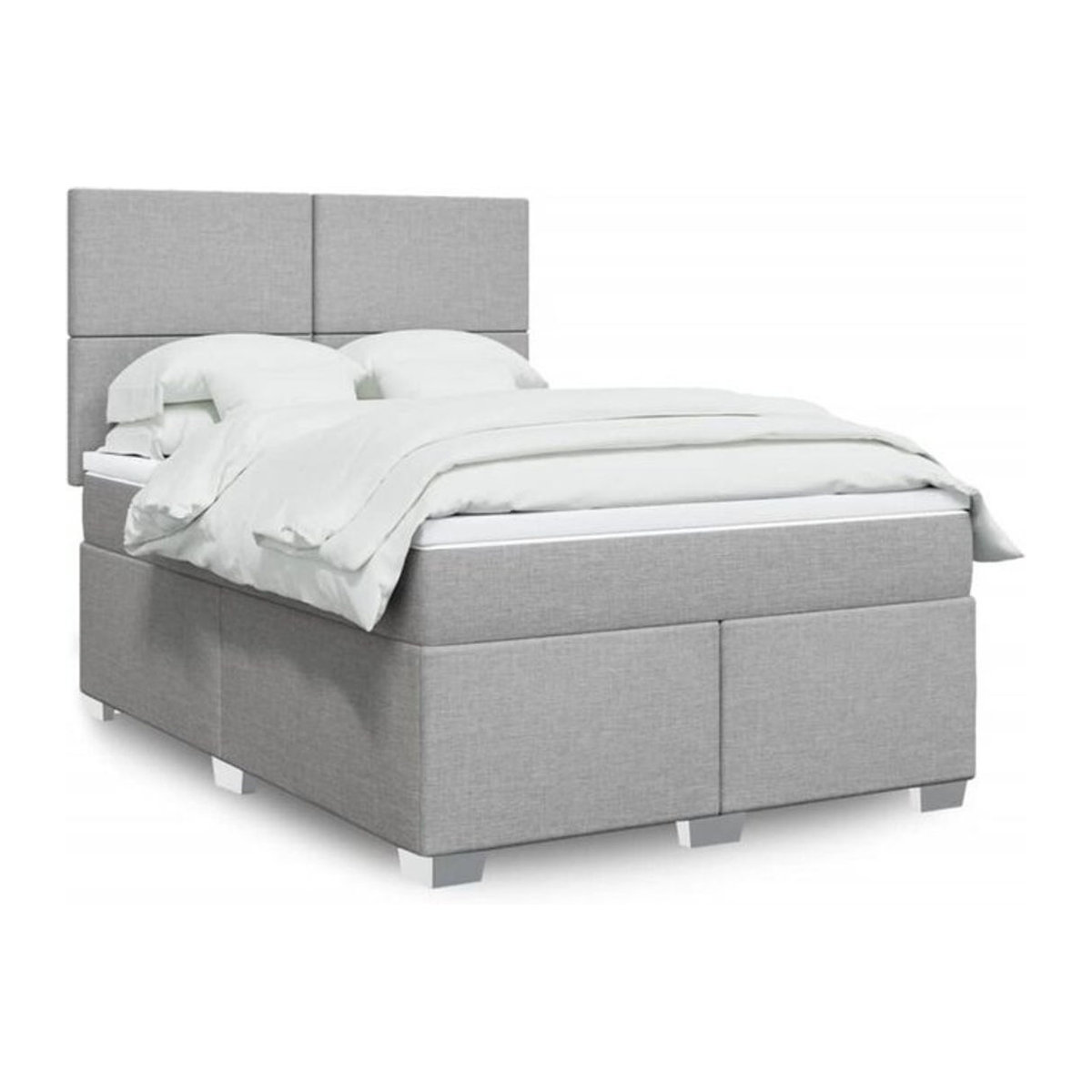 Vidaxl Boxspringbett mit Matratze in Grau aus Stoff und Holzwerkstoff B/T/H: 140 x 190 cm - Bild 1