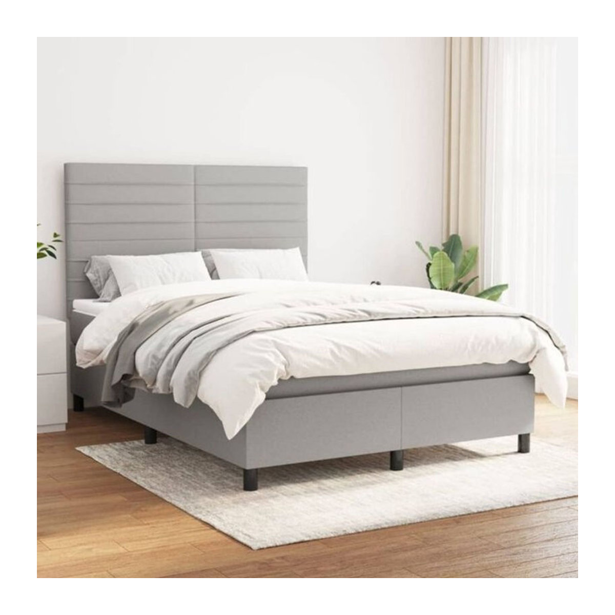 Vidaxl Boxspringbett mit Matratze in Grau aus Stoff und Holzwerkstoff B/T/H: 140 x 190 cm - Bild 1
