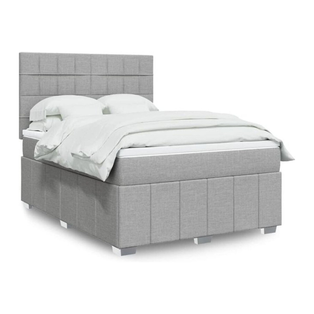 Vidaxl Boxspringbett mit Matratze in Grau aus Stoff und Holzwerkstoff B/T/H: 140 x 200 cm - Bild 1