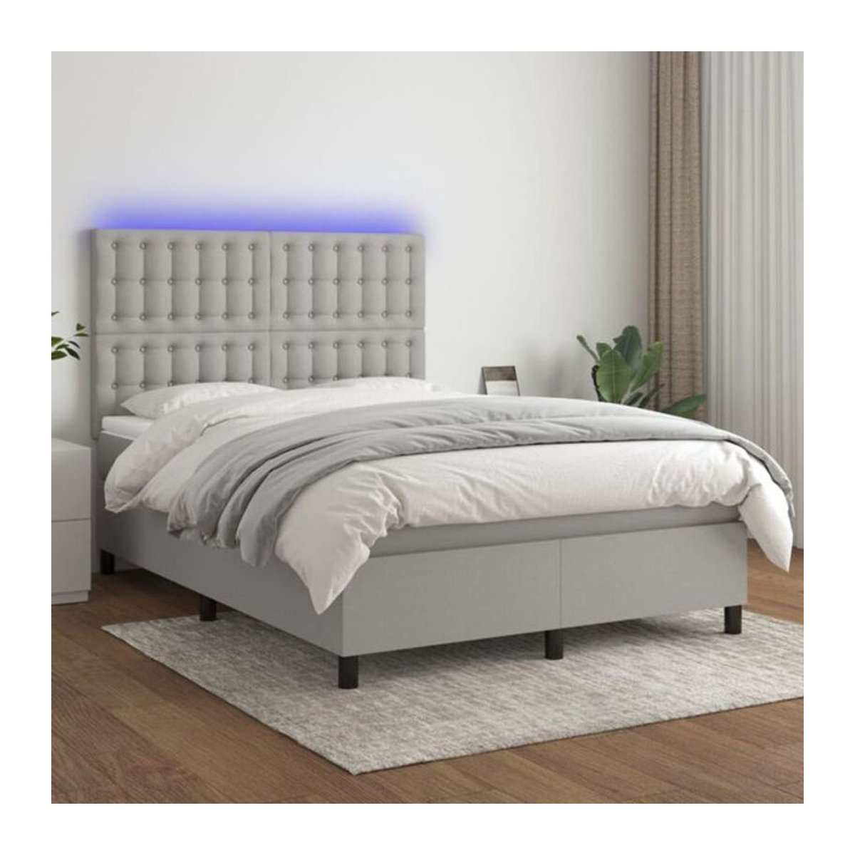 vidaxl Boxspringbett mit Matratze in Grau aus Stoff und Holzwerkstoff B/T/H: 140 x 200 cm - Bild 1