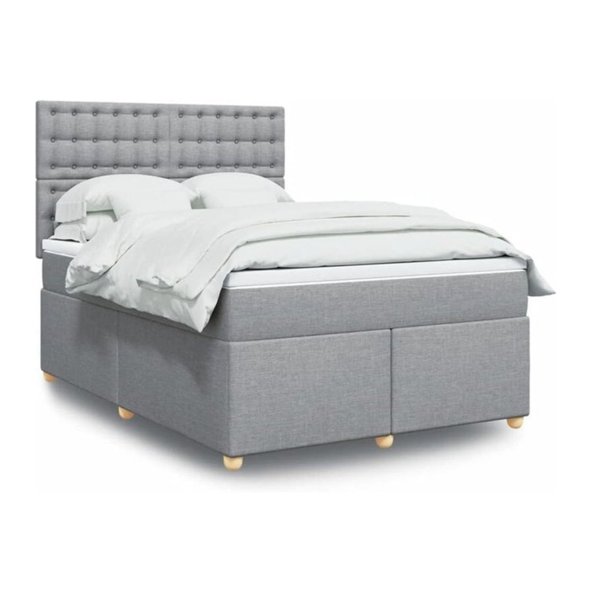 Vidaxl Boxspringbett mit Matratze in Grau aus Stoff und Holzwerkstoff B/T/H: 140 x 200 cm - Bild 1