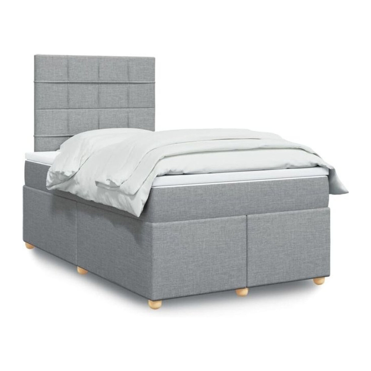 vidaxl Boxspringbett mit Matratze in Grau aus Stoff und Holzwerkstoff, B/T/H: 190 x 120 x 150,5 cm - Bild 1