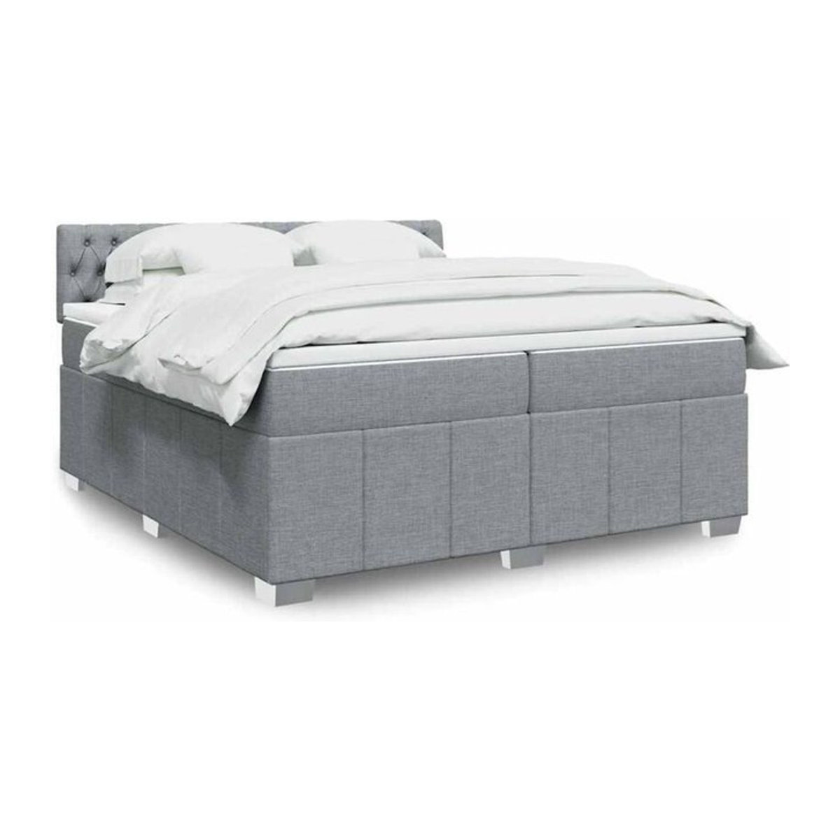 Vidaxl Boxspringbett mit Matratze in Grau aus Stoff und Holzwerkstoff, B/T/H: 200 x 200 x 100,5 cm - Bild 1