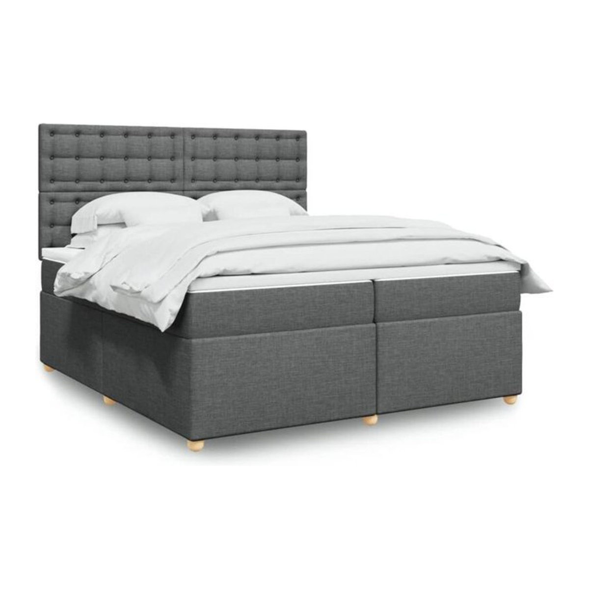 vidaxl Boxspringbett mit Matratze in Grau aus Stoff und Holzwerkstoff B/T/H: 200 x 200 x 140,5 cm - Bild 1