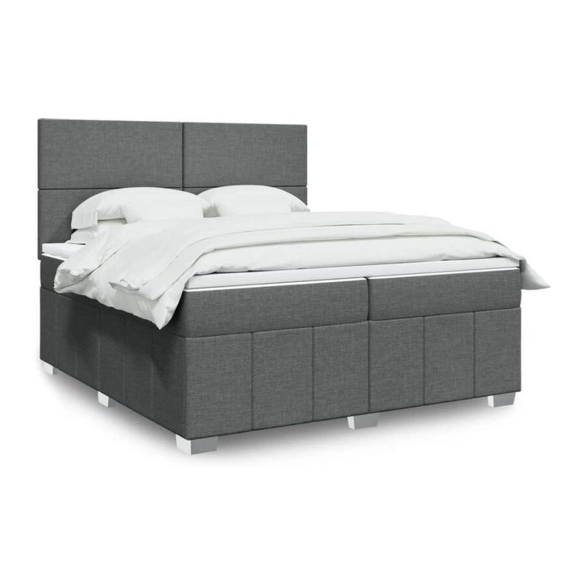 vidaxl Boxspringbett mit Matratze in Grau aus Stoff und Holzwerkstoff B/T/H: 200 x 200 x 150,5 cm - Bild 1