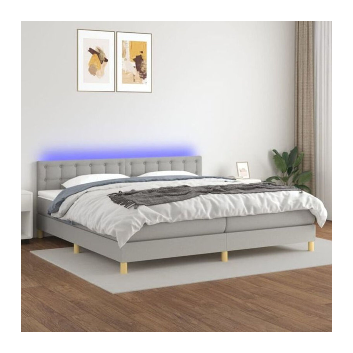 vidaxl Boxspringbett mit Matratze in Grau aus Stoff und Holzwerkstoff B/T/H: 200 x 200 x 78 cm - Bild 1